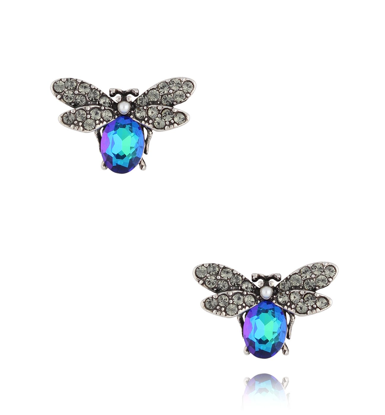 Kolczyki z owadami z granatowymi kryształkami Maya KMI0285
