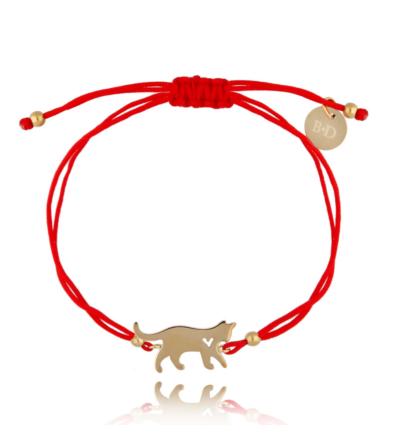 Bransoletka czerwono-złota z kotkiem Sweet Kitty BGL0582