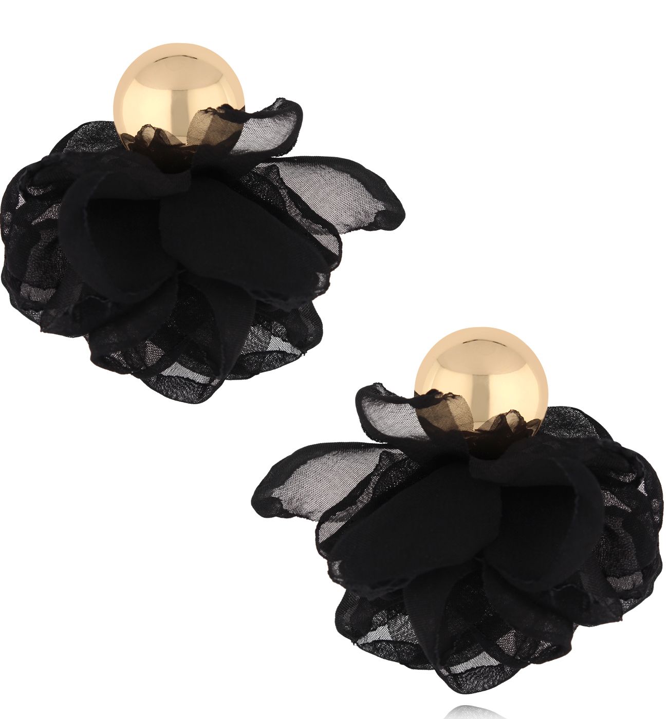 Kolczyki czarne z tkaniną KBL1945