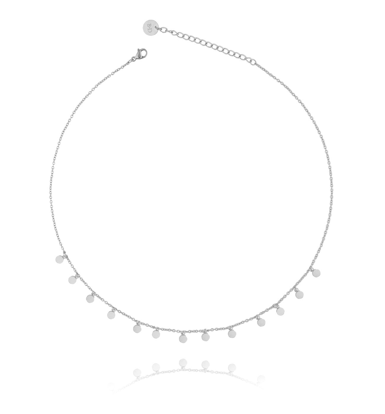 Naszyjnik srebrny z dyskami ze stali szlachetnej - By Dziubeka