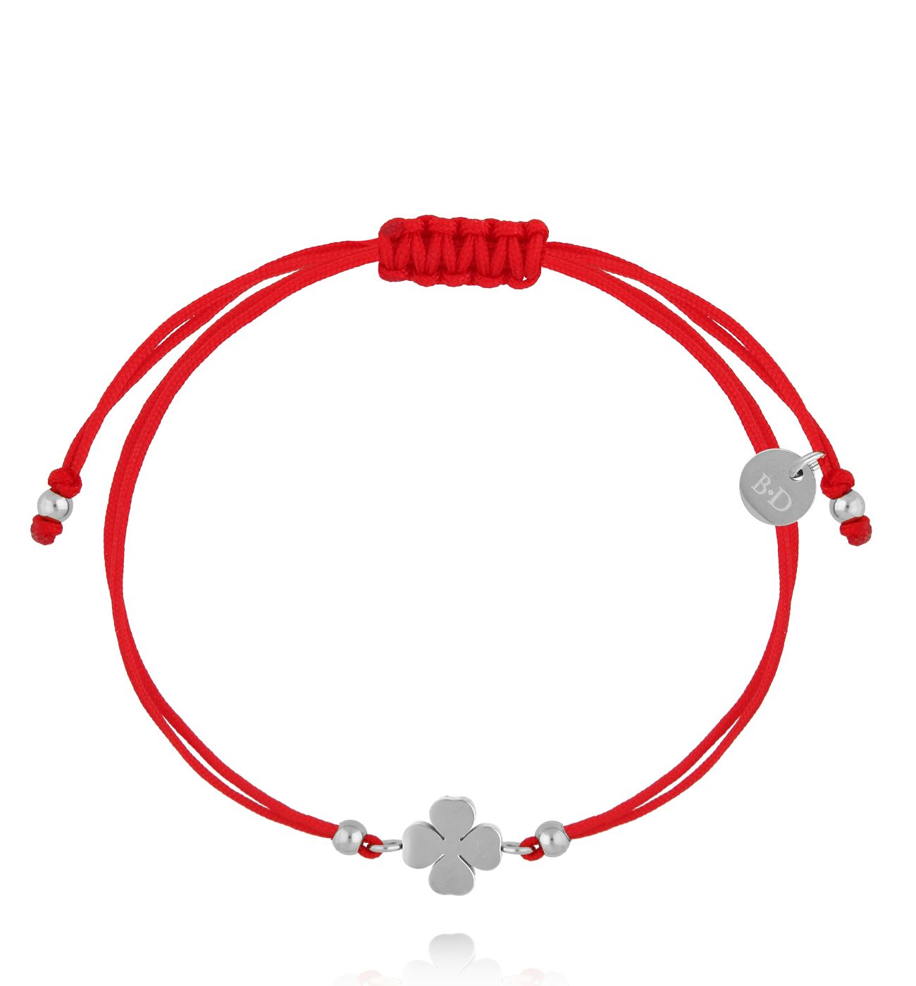 Bransoletka czerwona ze srebrną koniczynką BGL1092