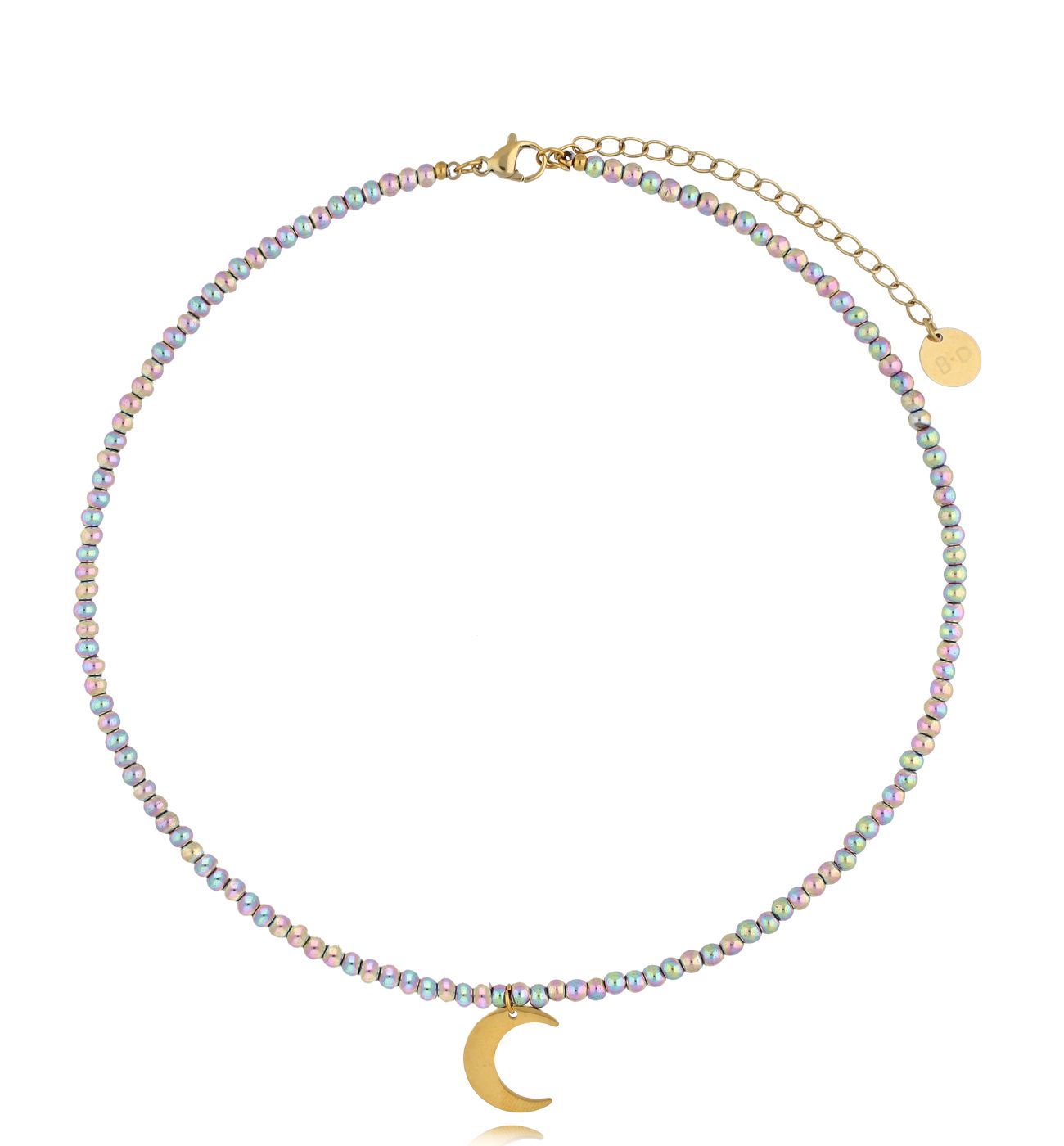 Naszyjnik z hematytami i złotym księżycem NTW1263