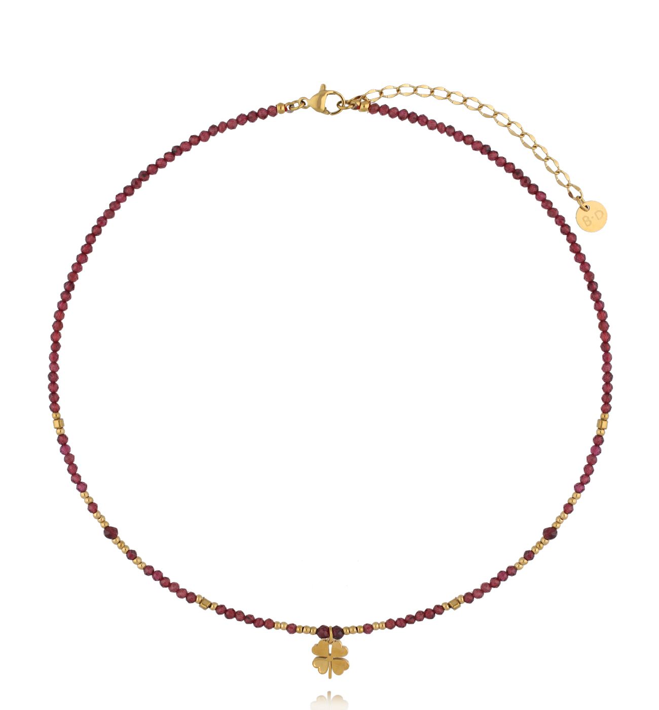 Naszyjnik z granatami i koniczynką NTW1471