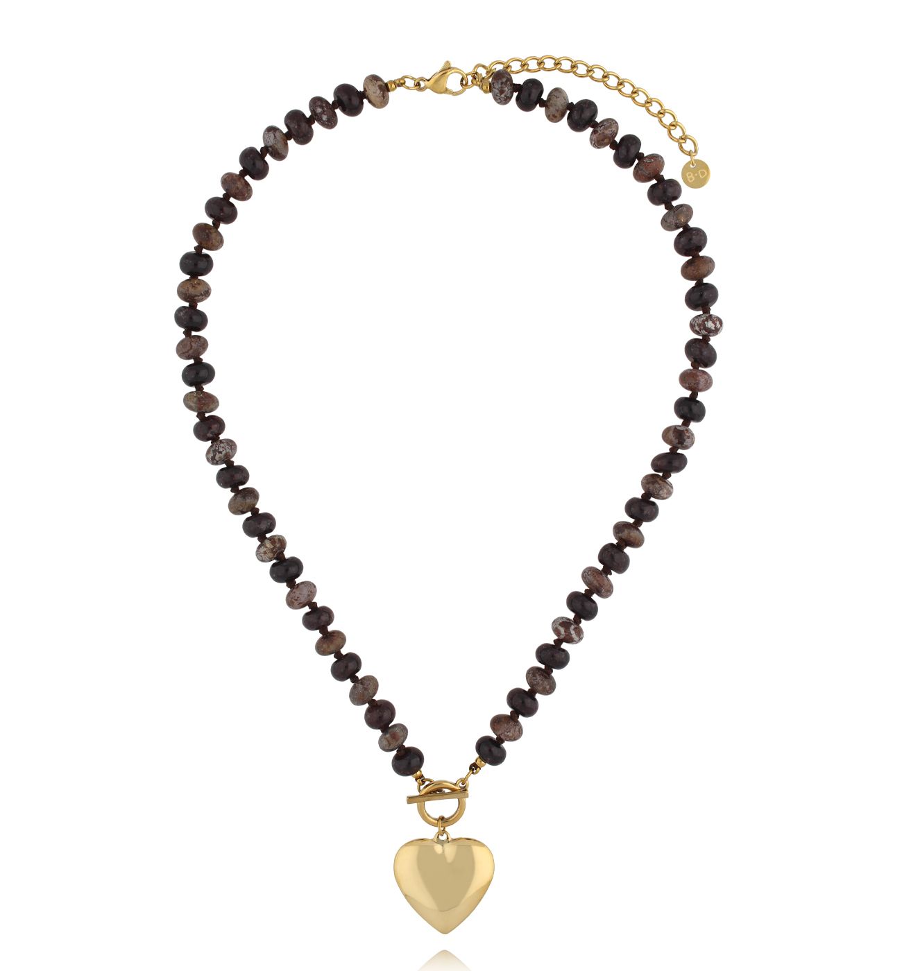 Naszyjnik z kamieni naturalnych z zawieszką serce NPA1510