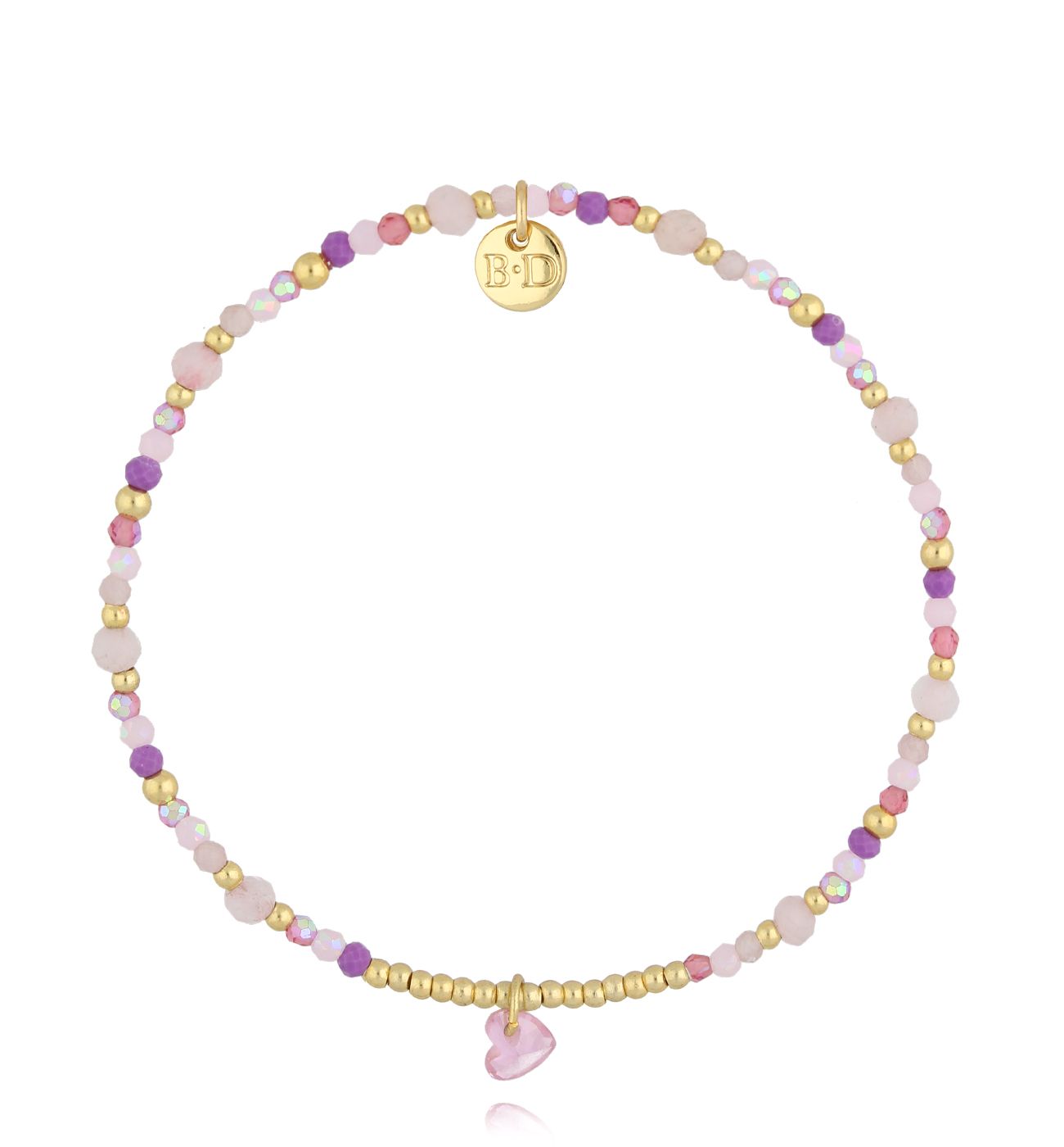 Bransoletka różowa z sercem - By Dziubeka