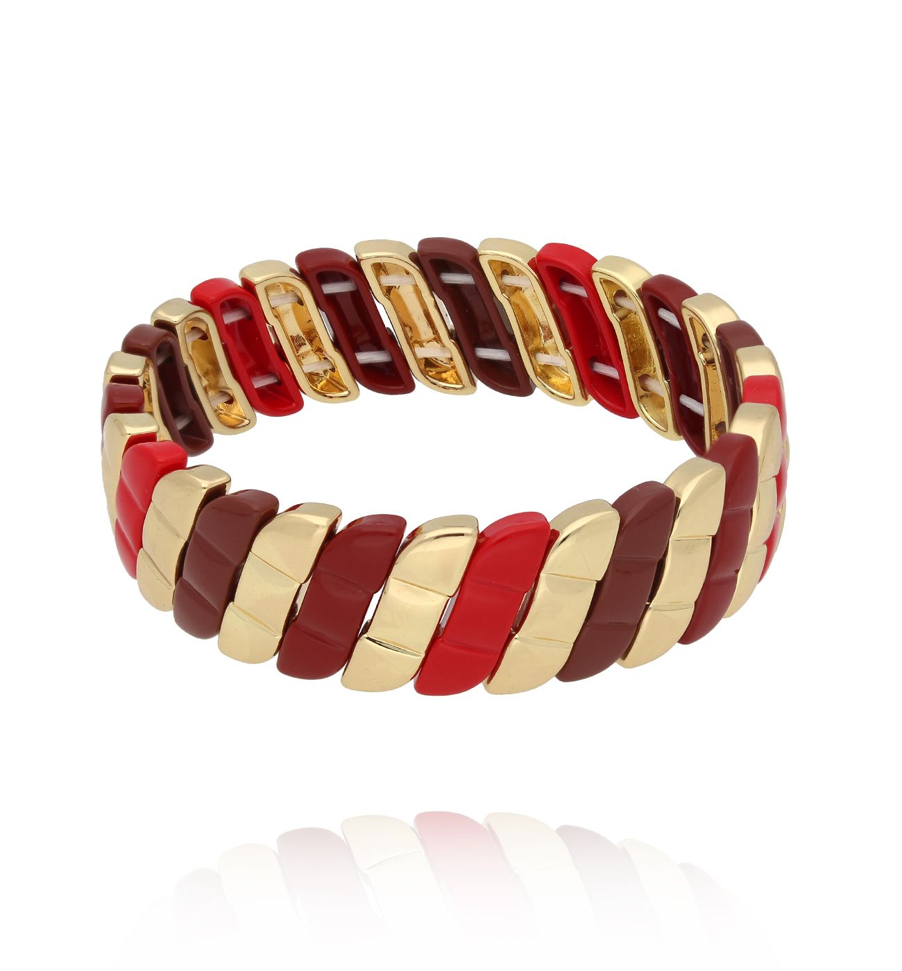 Bransoletka modułowa w czerwieniach i złocie BCR0060