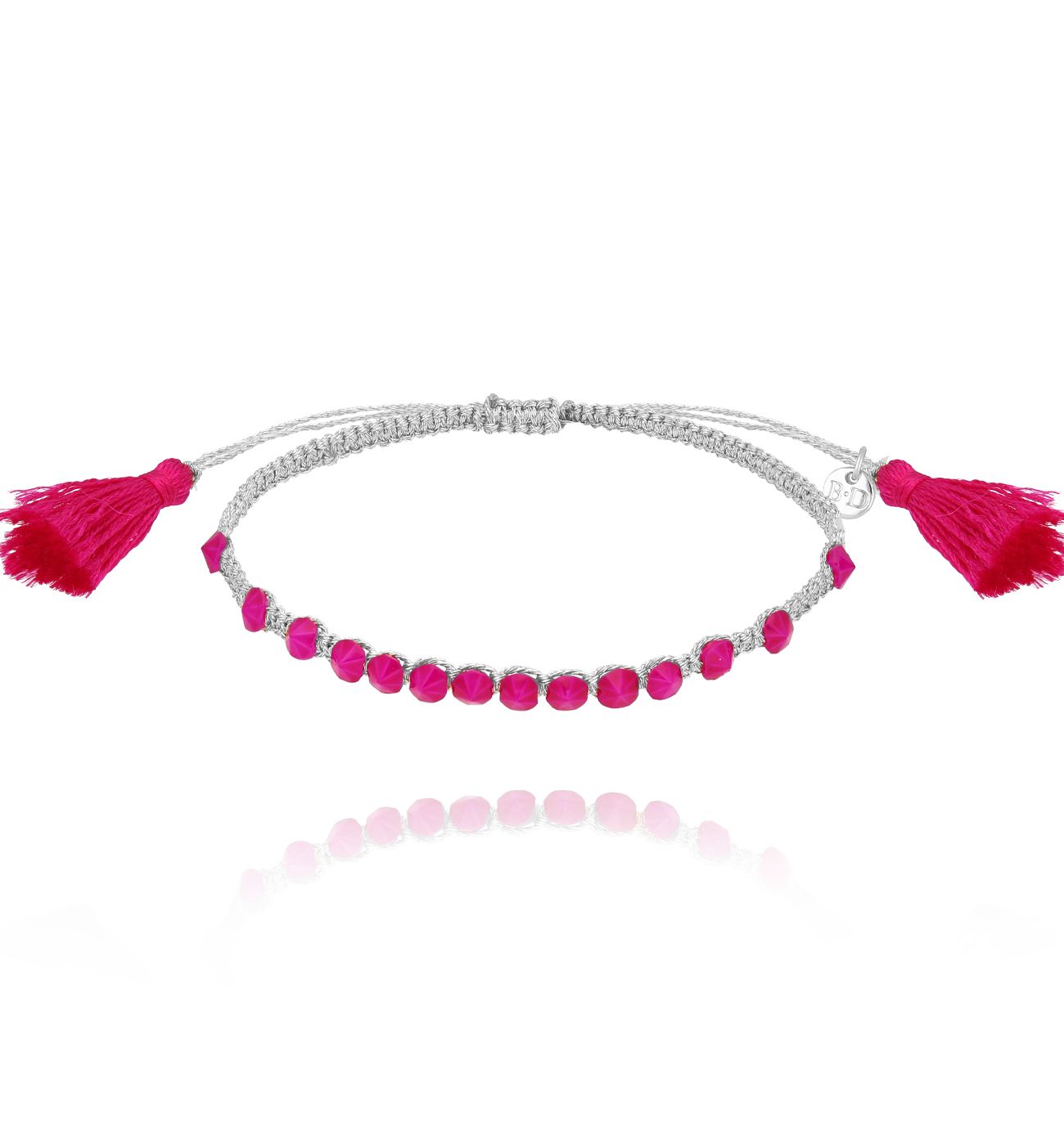 Bransoletka fuksjowa z kryształkami Nahia - By Dziubeka