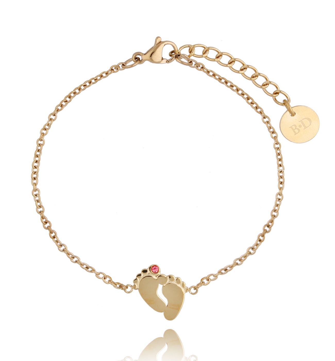 Bransoletka ze stópkami ze stali szlachetnej złota - By Dziubeka