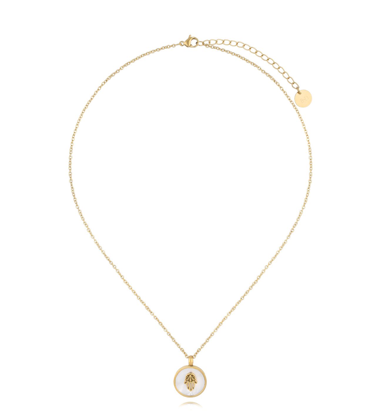 Naszyjnik z zawieszką z masy perłowej i Ręką Fatimy NSA1225