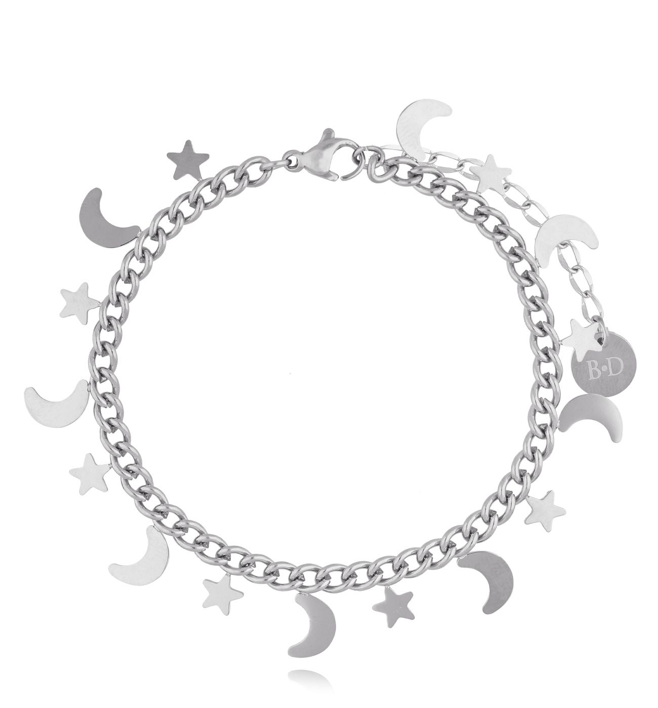 Bransoletka srebrna z gwiazdkami i księżycami Dazzling BSA0490