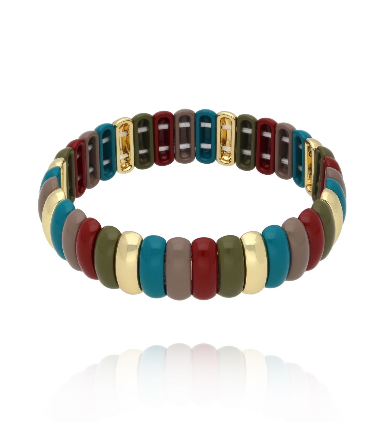 Bransoletka modułowa w kolorach ziemi z złotymi akcentami BCR0065 - By Dziubeka
