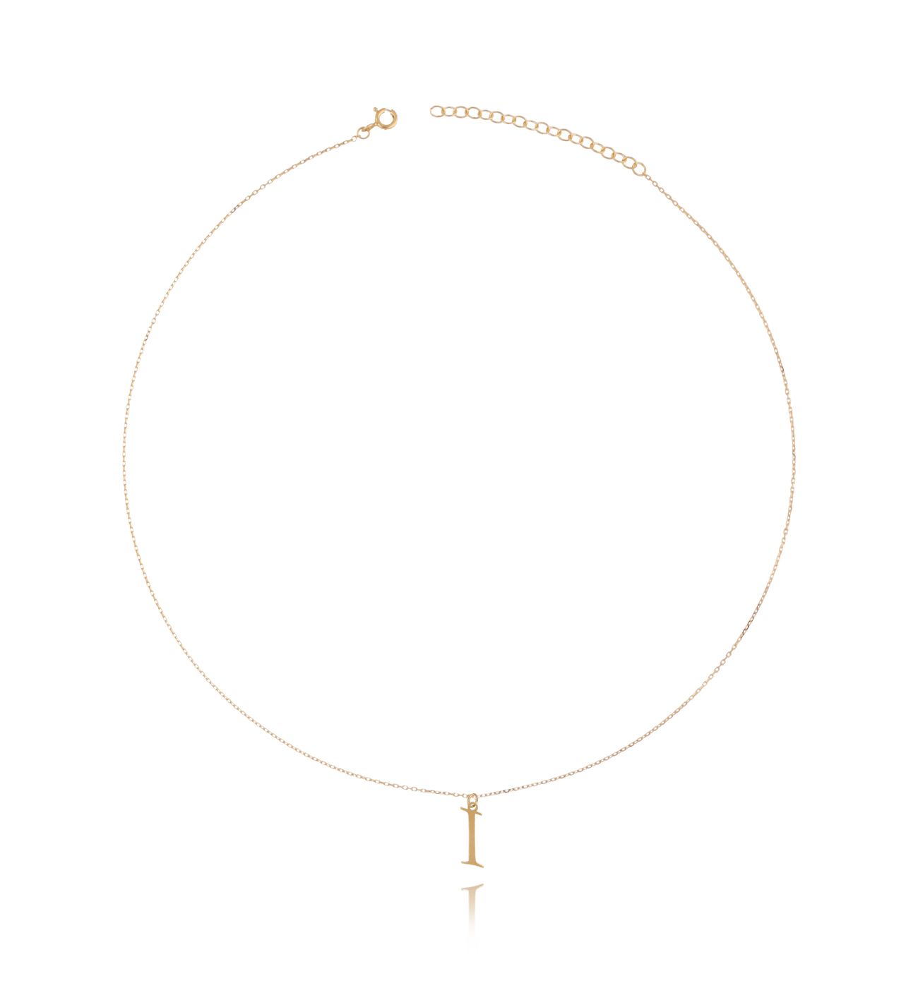 Naszyjnik srebrny pozłacany z literką I NAT0261