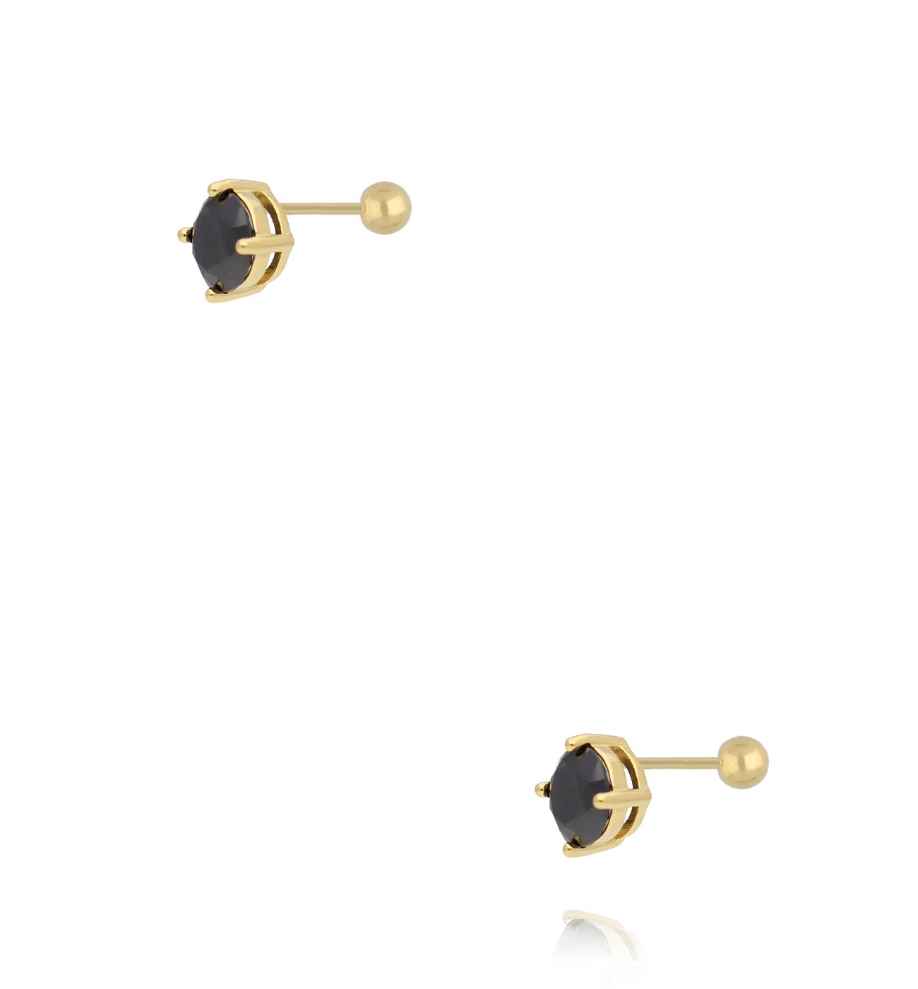 Kolczyki z czarnym kryształem złocone KCA0162 - By Dziubeka