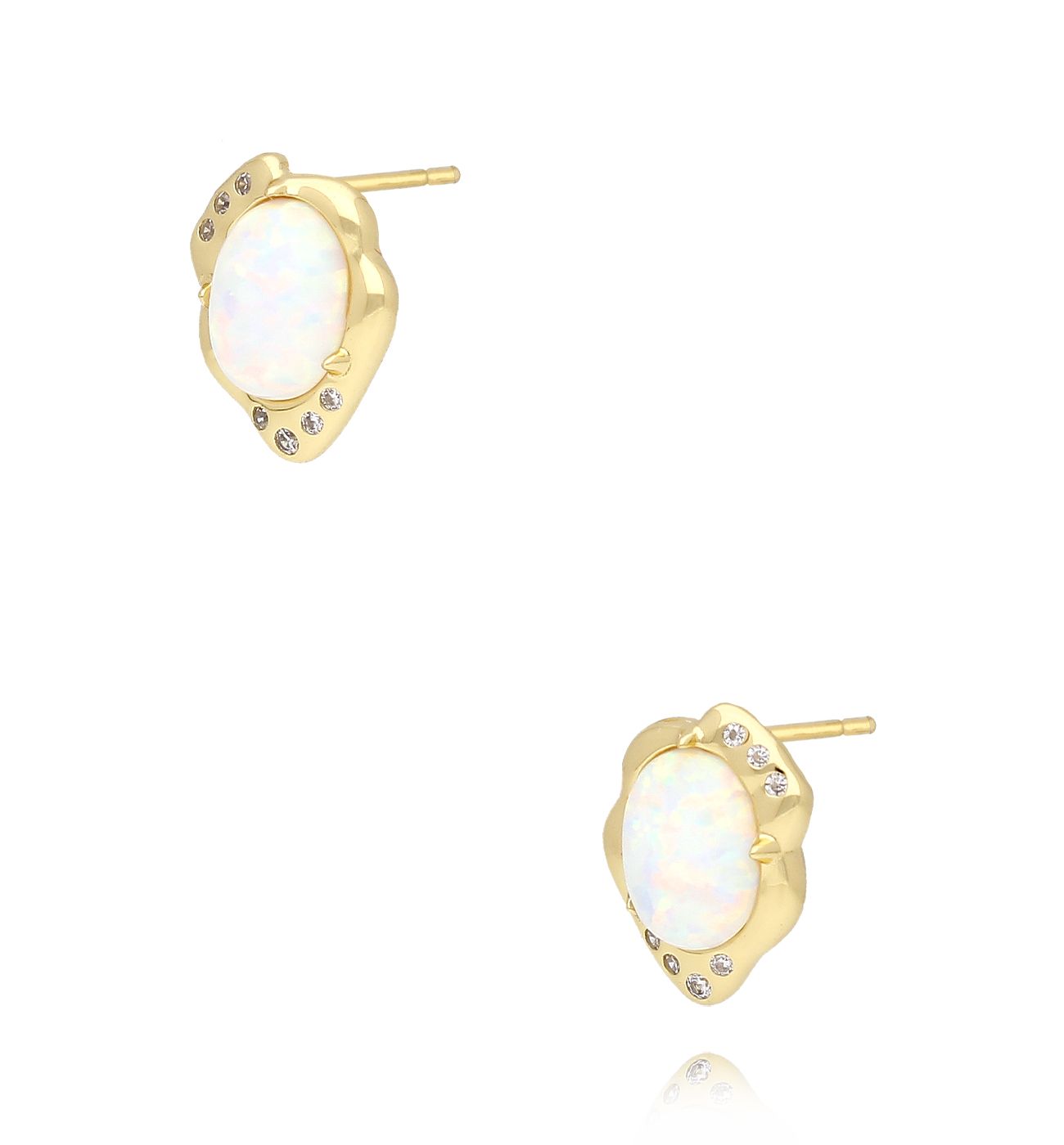 Kolczyki z białym kamieniem złote KLU0032 - By Dziubeka