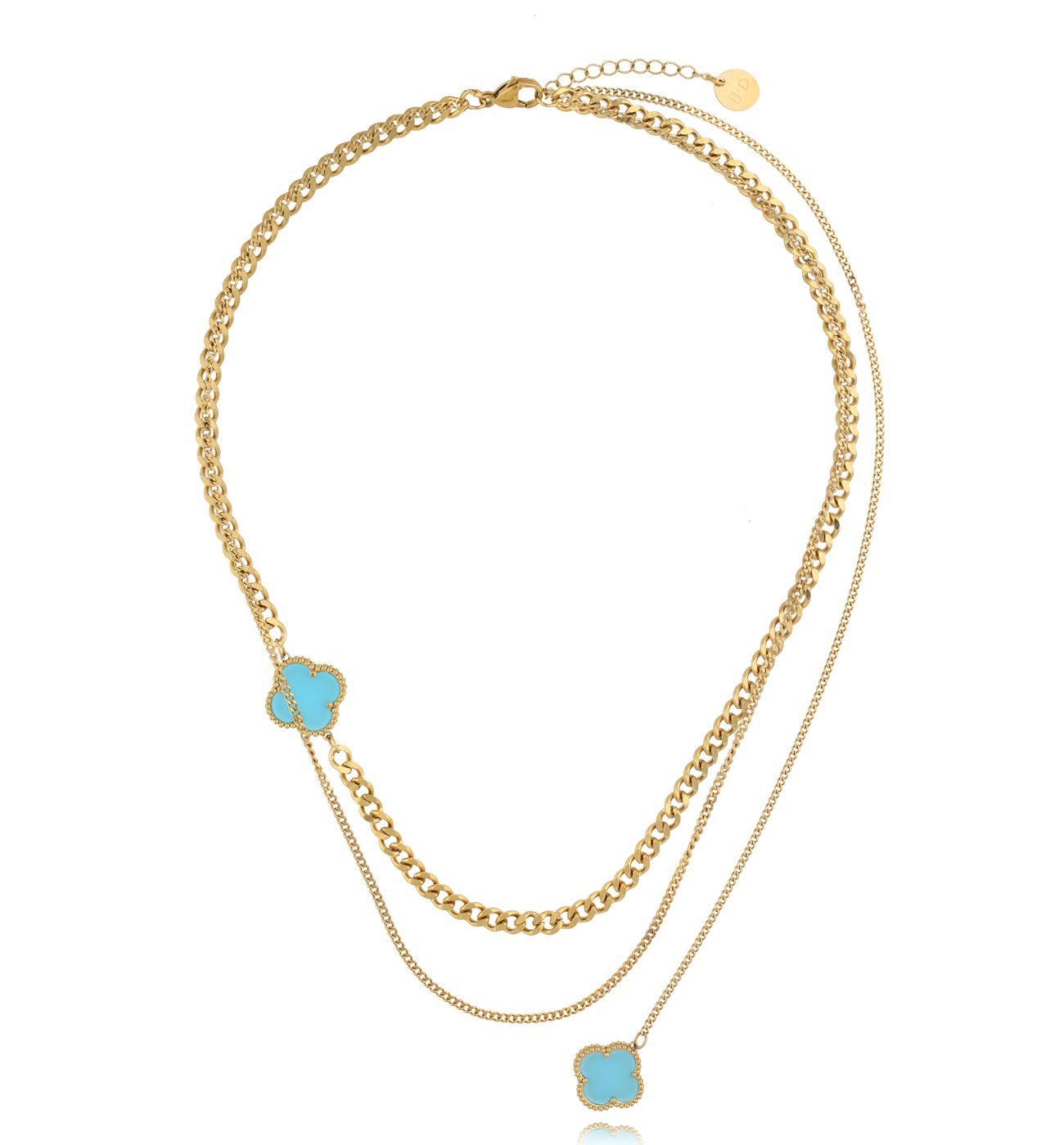 Naszyjnik z turkusowymi koniczynkami NSY0285 - By Dziubeka