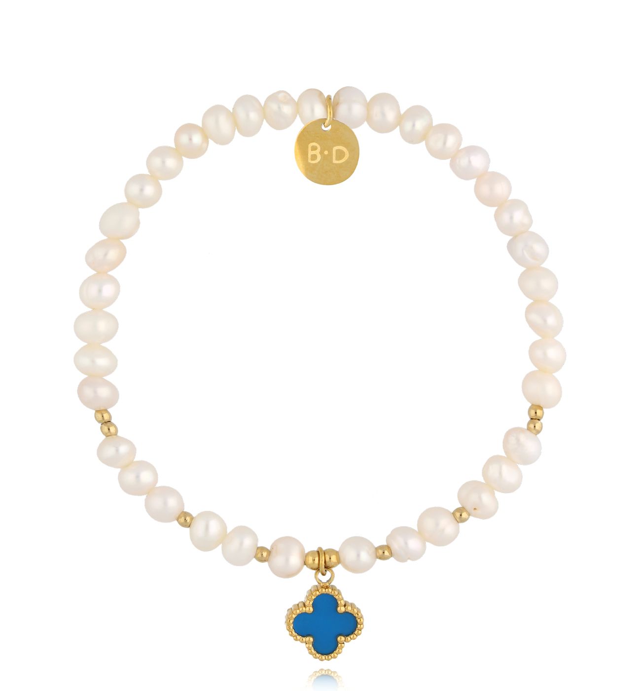 Bransoletka z perłami i koniczynką BPE0119