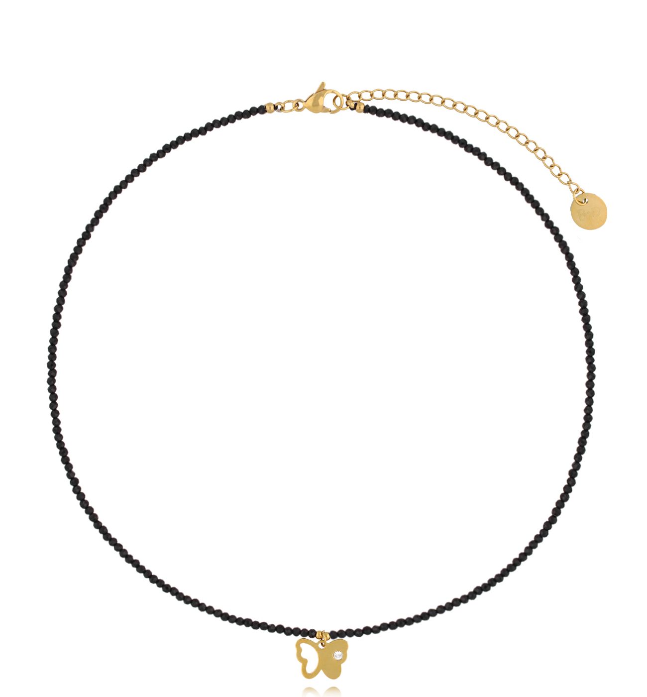 Naszyjnik czarny z turmalinami i motylkiem Armod NTW1054