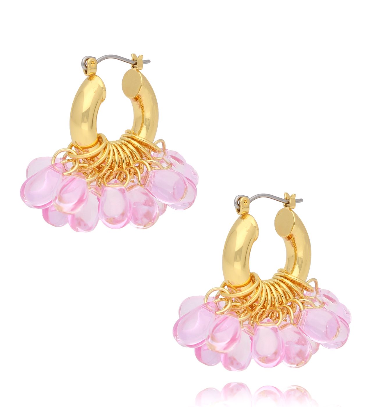 Kolczyki złote z liliowymi kryształkami Pinhais KFF0175