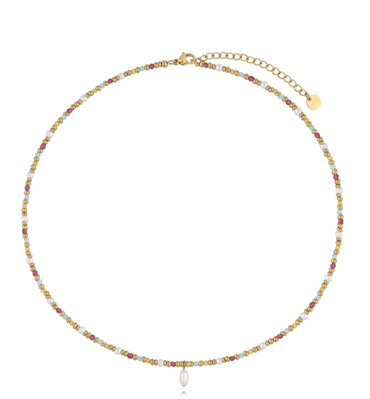 Naszyjnik kolorowy z perłą NSC0503
