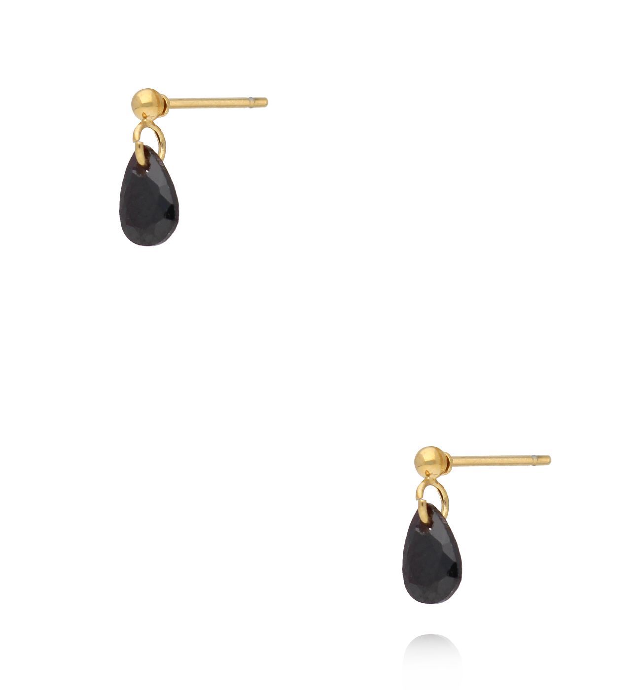 Kolczyki złote z czarną kropelką KSA2475