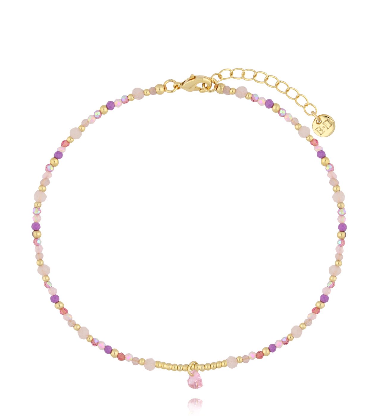 Bransoletka na nogę różowo fioletowa BNSC0106