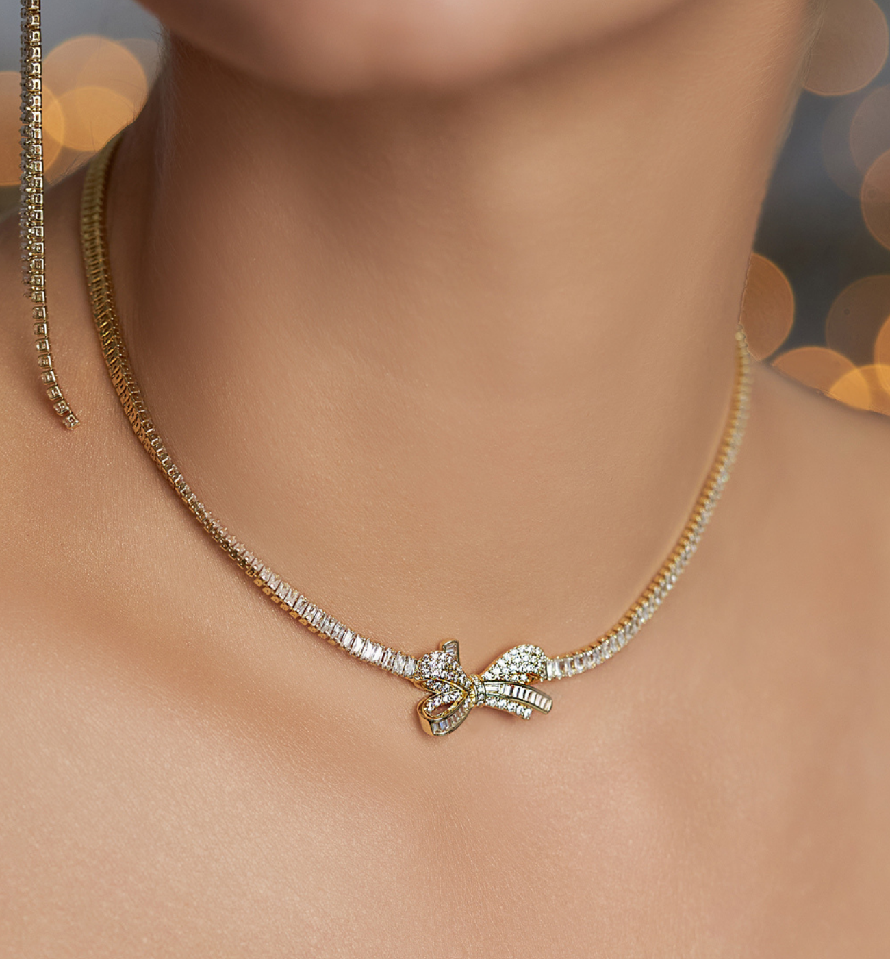 Naszyjnik złoty z kokardką Gold Bow NS0144