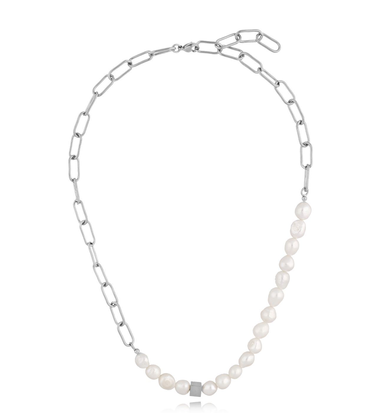 Naszyjnik srebrny z perłami Ramosa - By Dziubeka