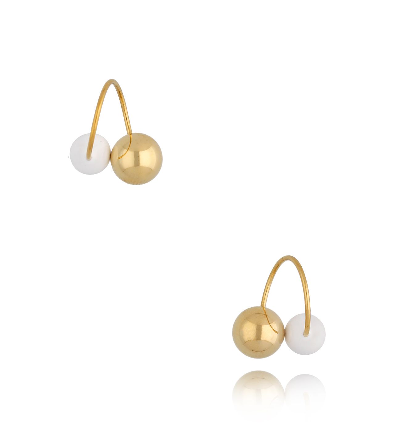 Kolczyki z kulkami i białą emalią Enamel Balls - By Dziubeka