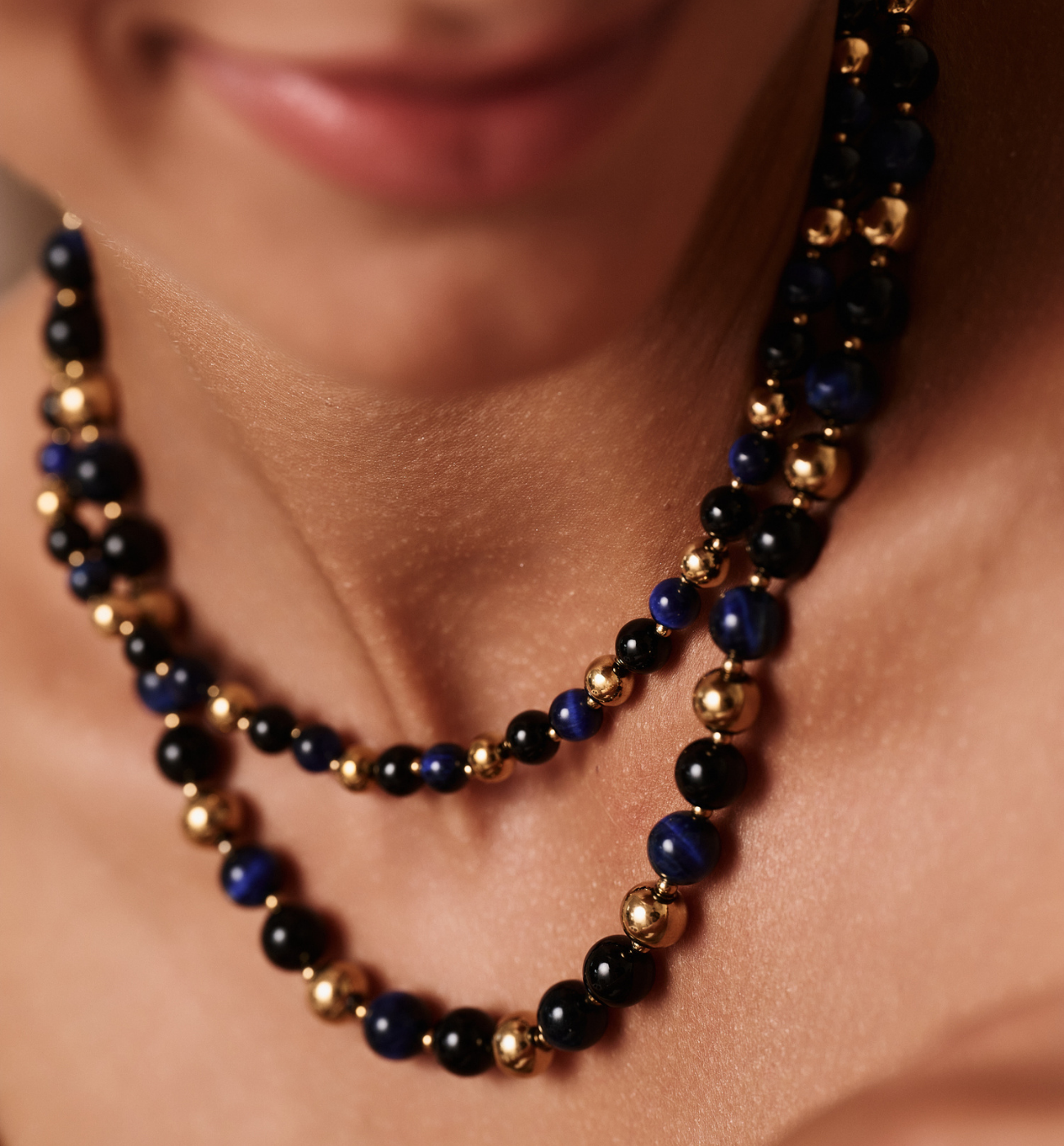 Naszyjnik z agatami i tygrysim okiem NPA1346