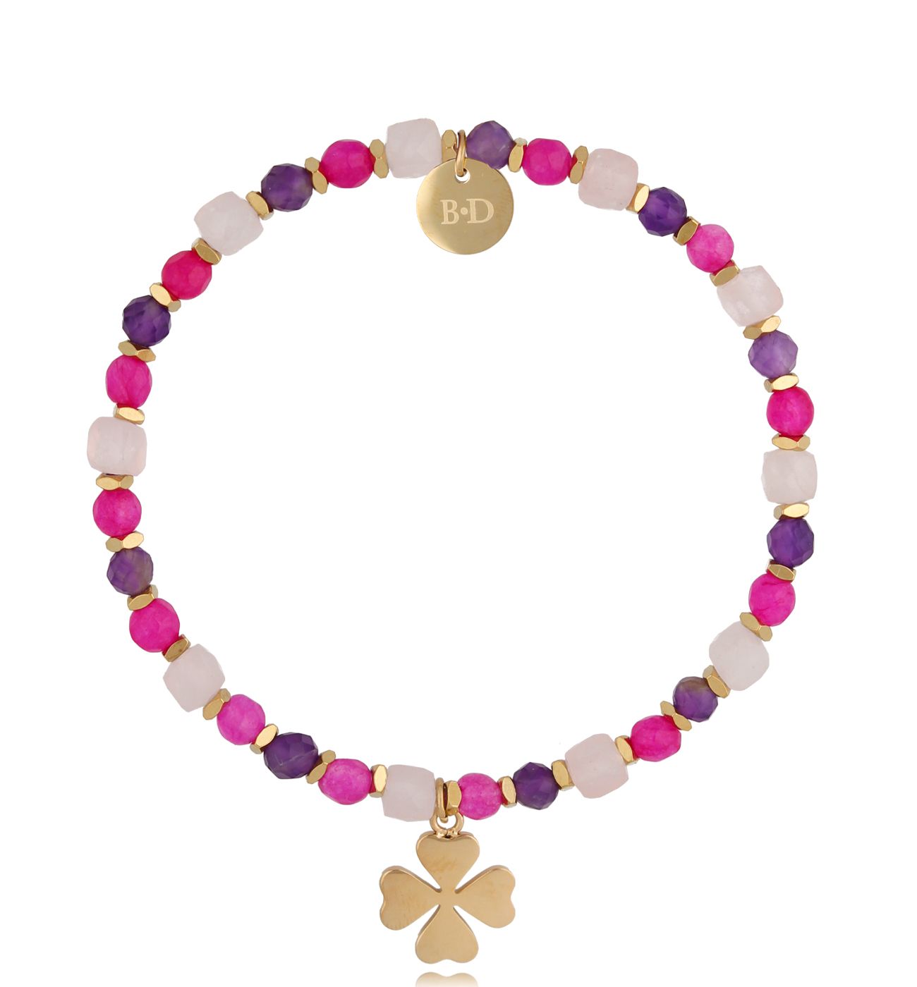 Bransoletka fuksjowa z koniczynką Trifoglio - By Dziubeka