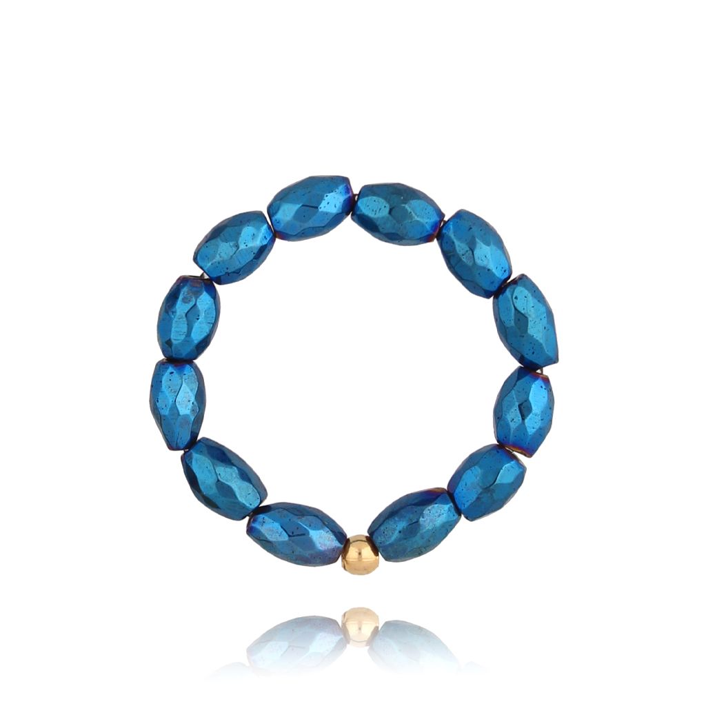 Pierścionek z hematytami niebieski Vioi - By Dziubeka