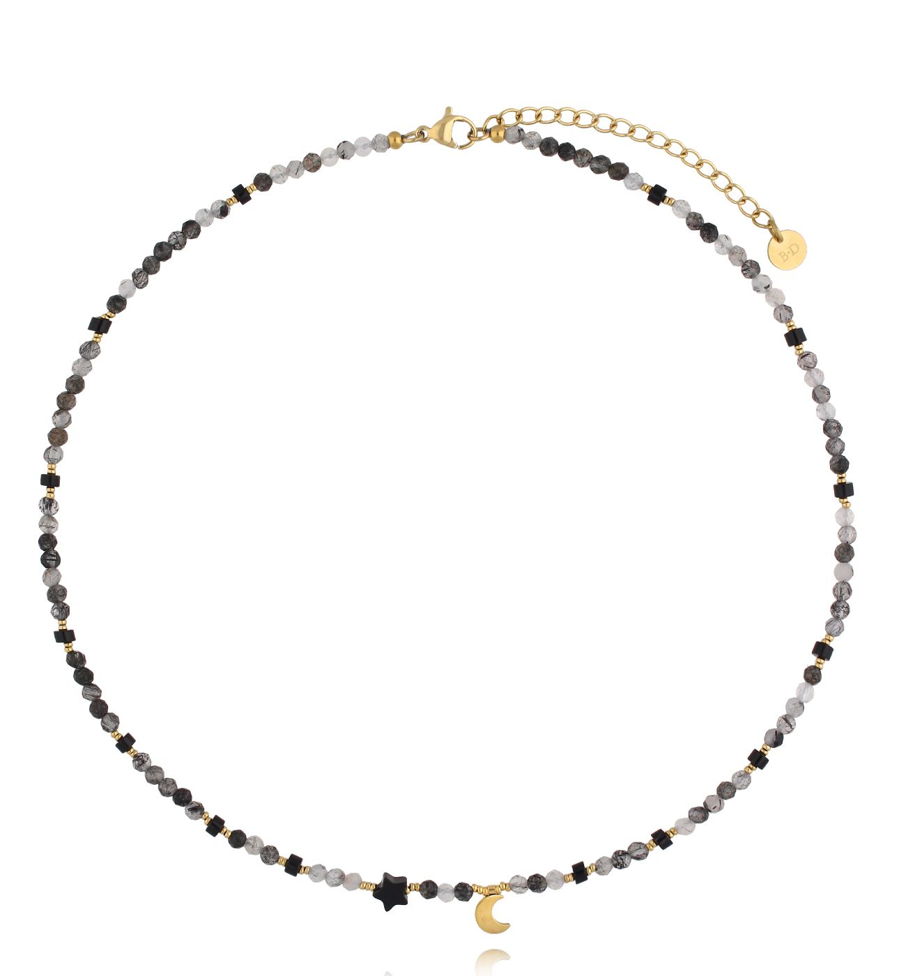 Naszyjnik szary z księżycem - By Dziubeka