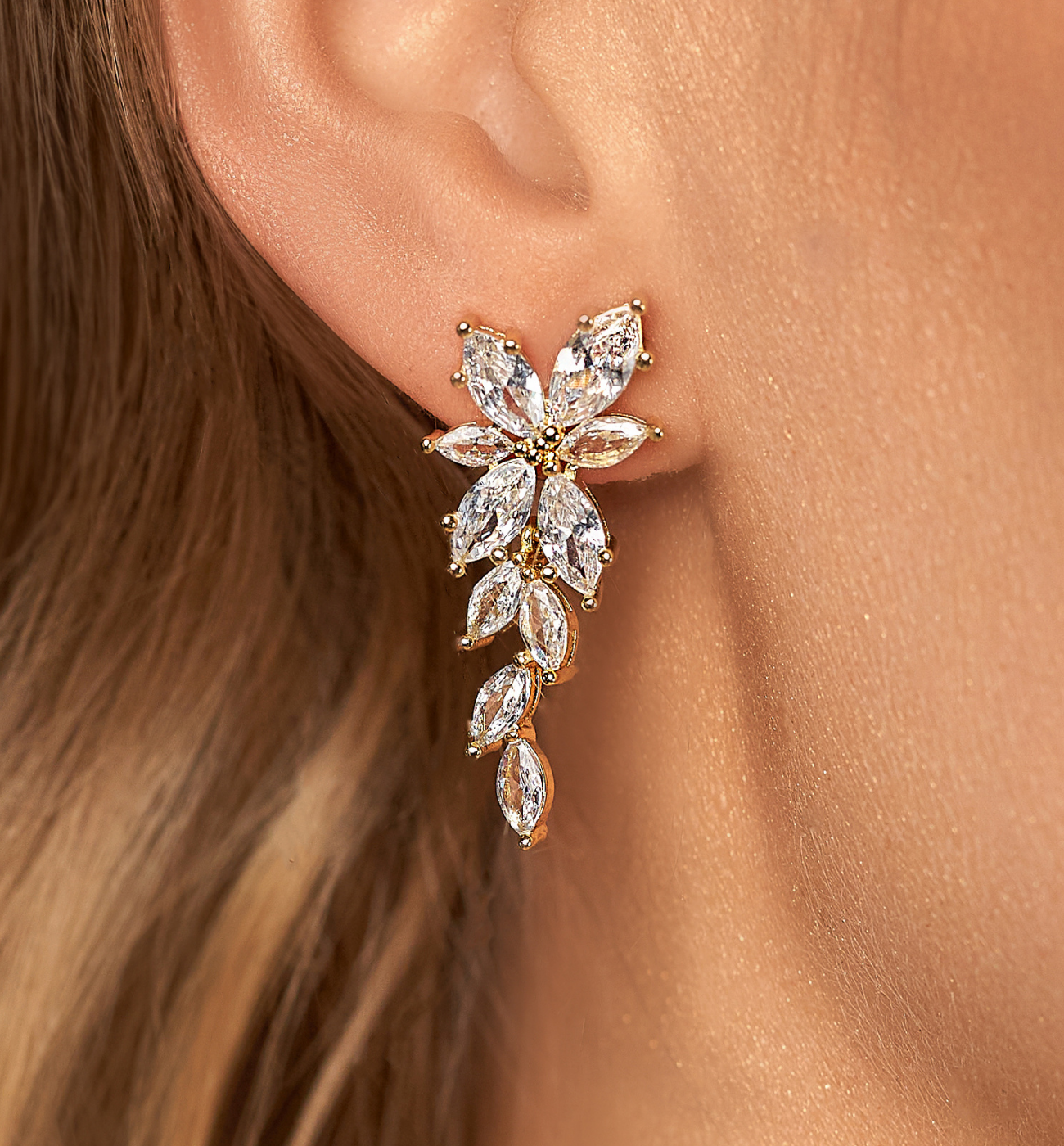 Kolczyki złote transparentne Ivanete - By Dziubeka