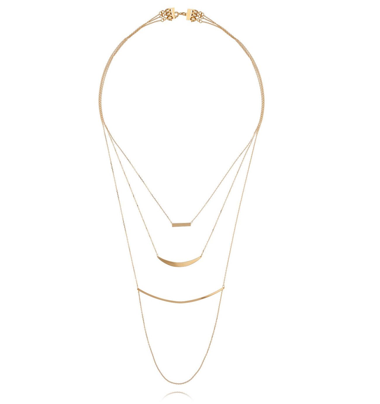 Naszyjnik srebrny pozłacany potrójny kaskadowy NSE0062