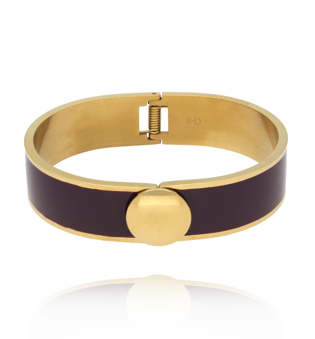 Bransoletka obręcz ze śliwkową emalią - By Dziubeka