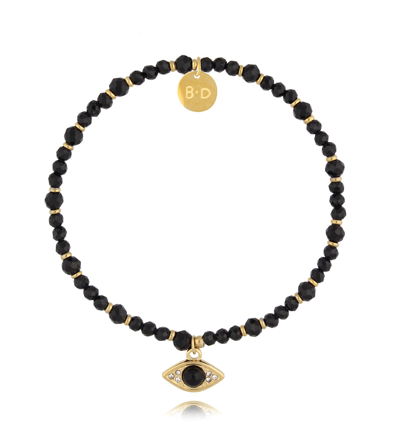 Bransoletka z turmalinami i złotym okiem - By Dziubeka