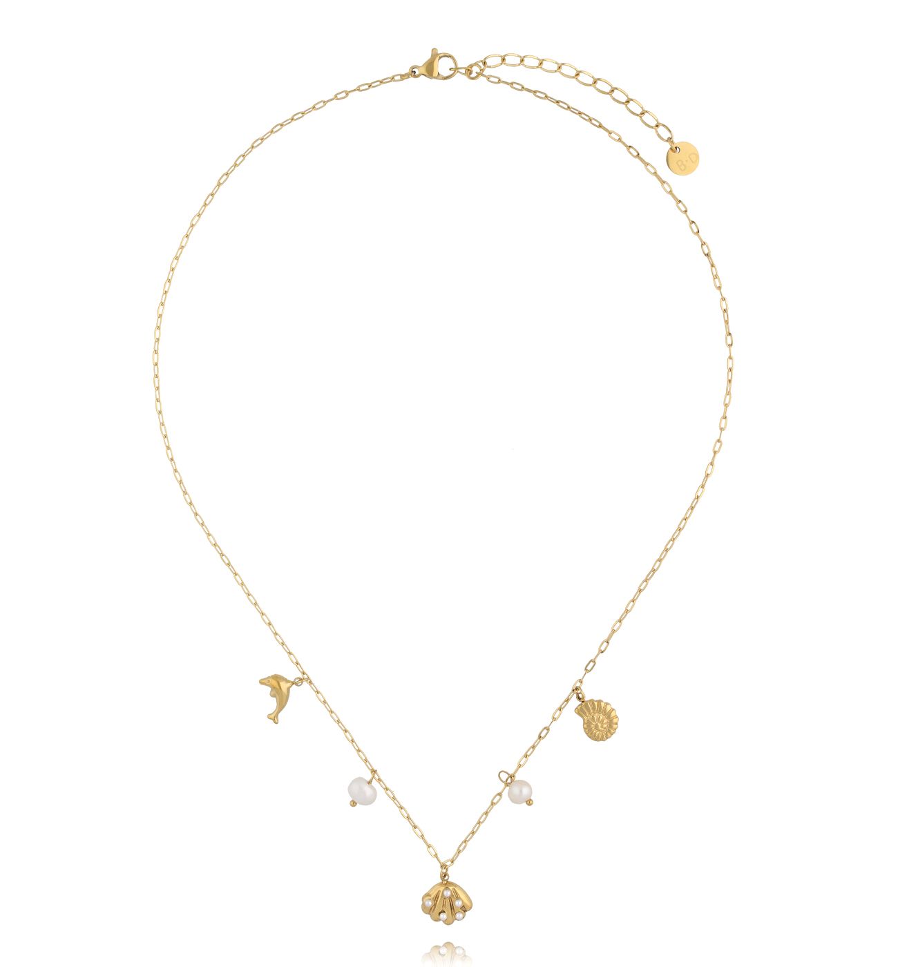 Naszyjnik z muszlami i delfinem złoty NSY0655