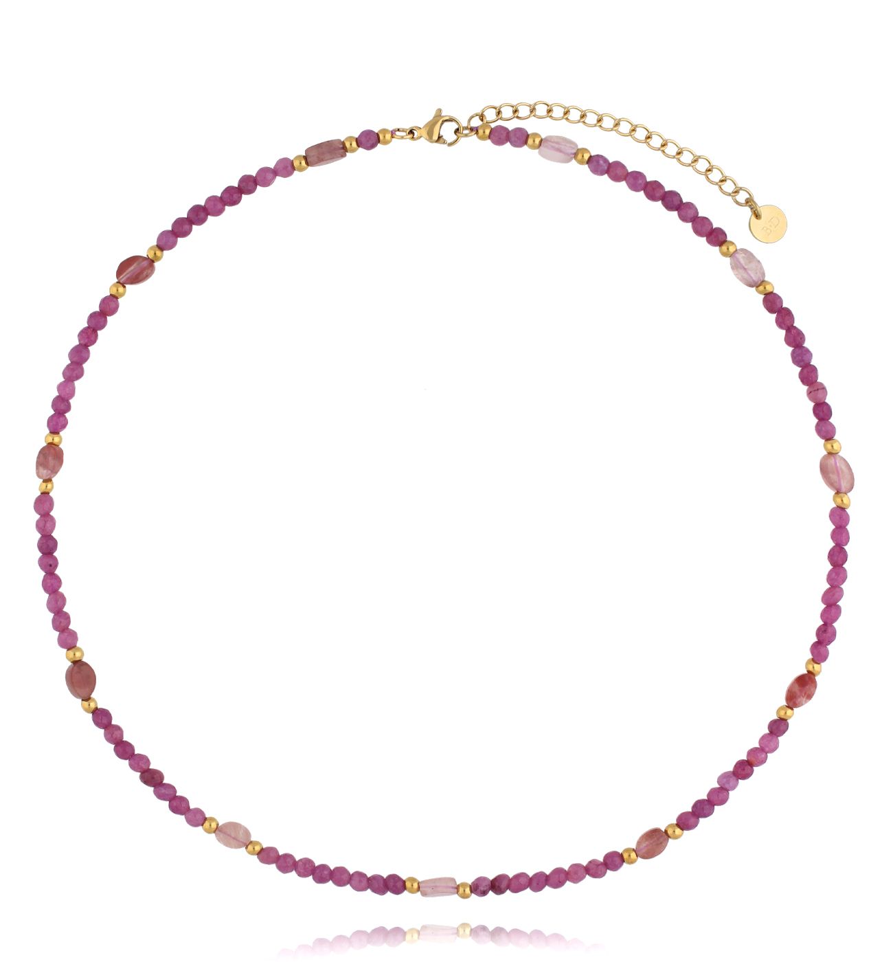 Naszyjnik fuksjowy z jadeitami - By Dziubeka