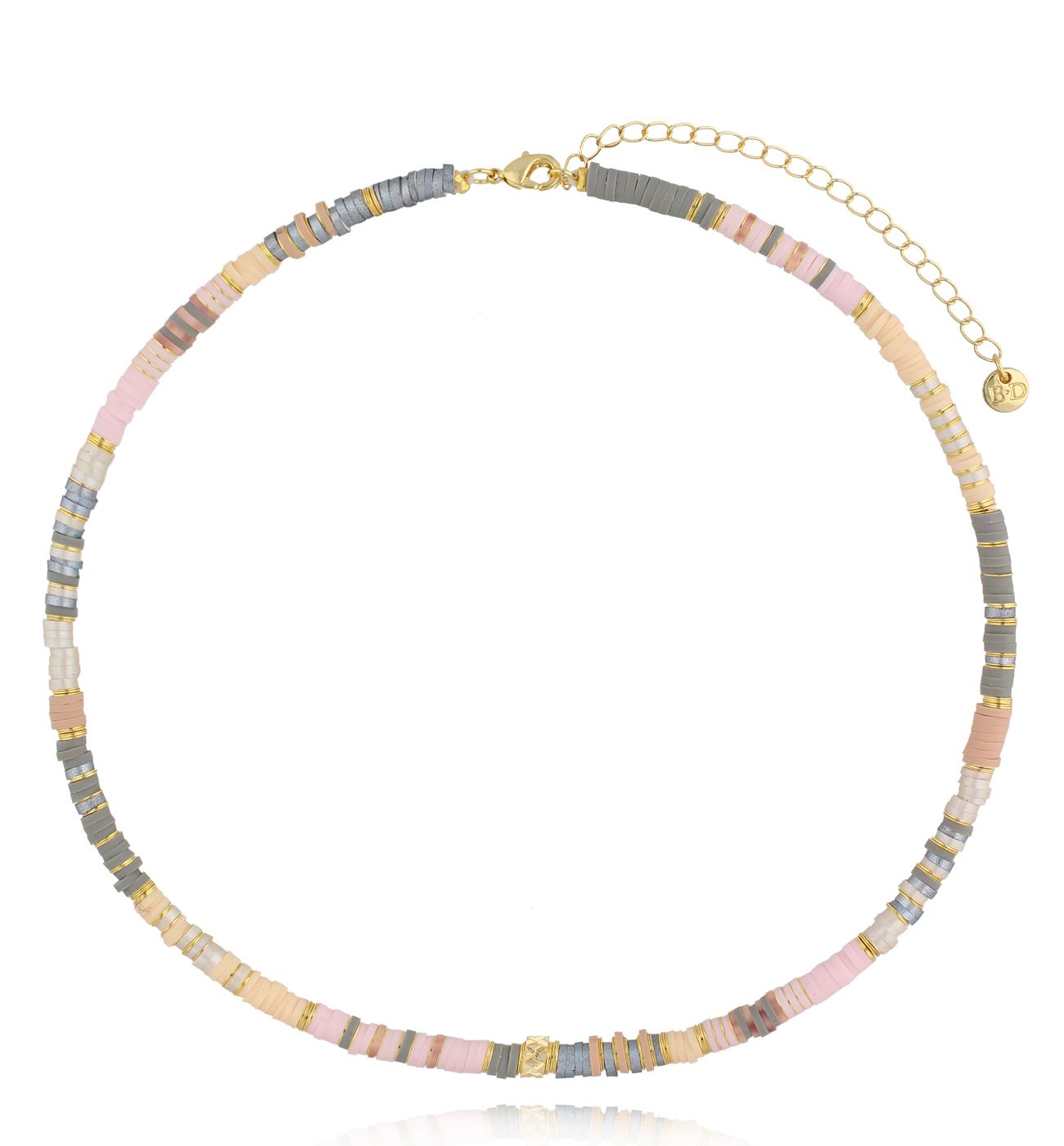 Naszyjnik szaro różowy Bird - By Dziubeka