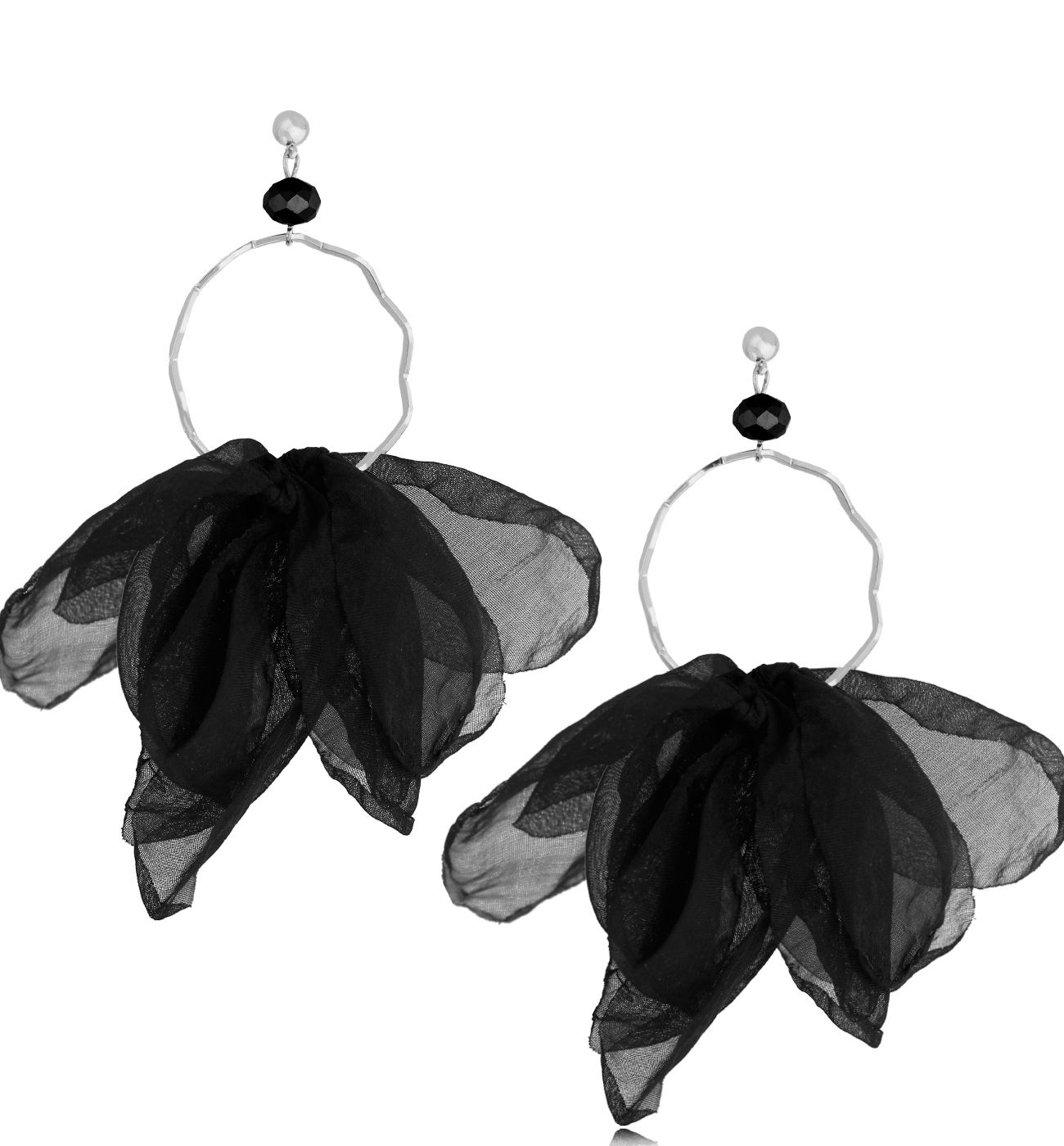 Kolczyki czarne z szyfonu Carino - By Dziubeka