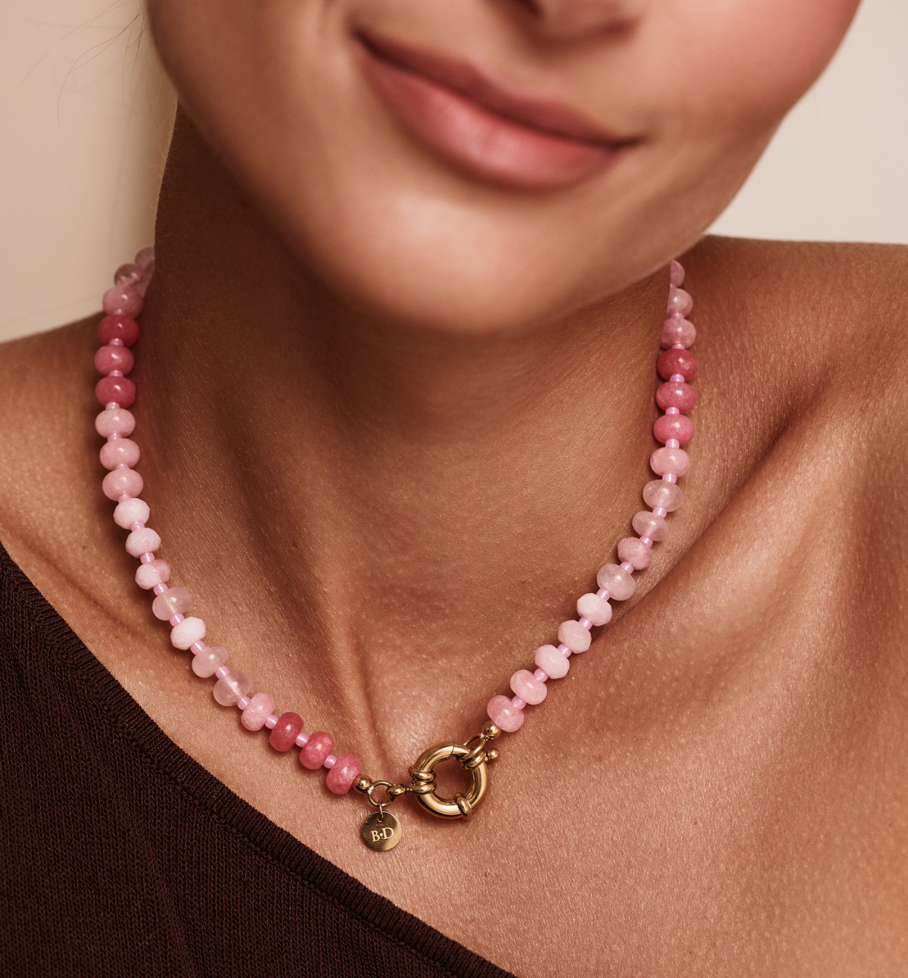 Naszyjnik z różowych jadeitów - By Dziubeka