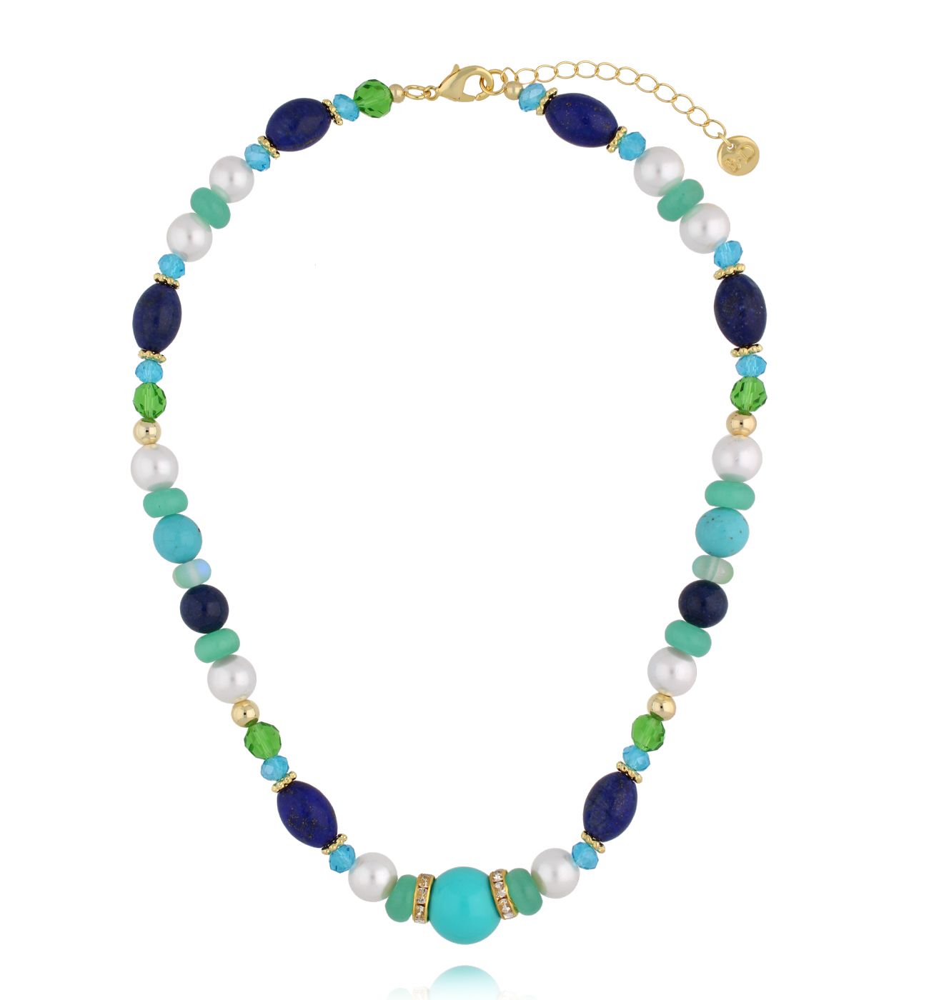 Naszyjnik w odcieniach zieleni i granatu - By Dziubeka