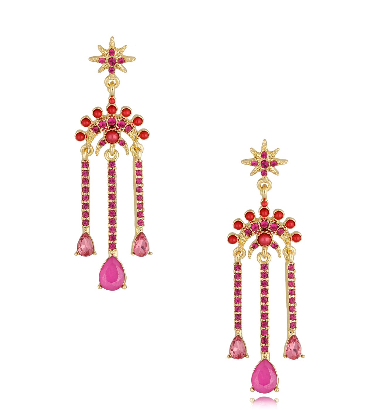 Kolczyki z kryształkami fuksja Feba - By Dziubeka