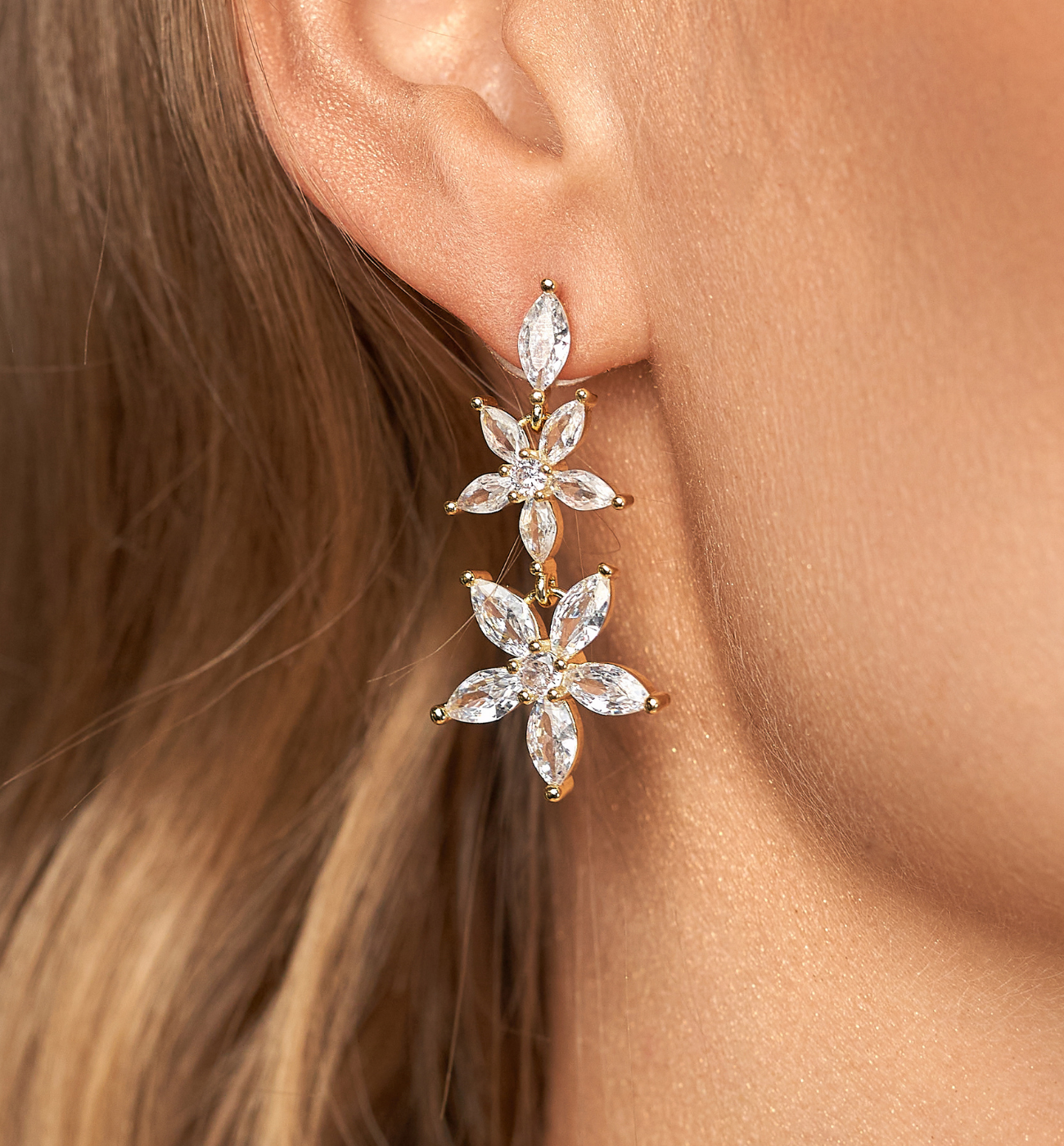 Kolczyki złote z kryształkami Aguilares - By Dziubeka