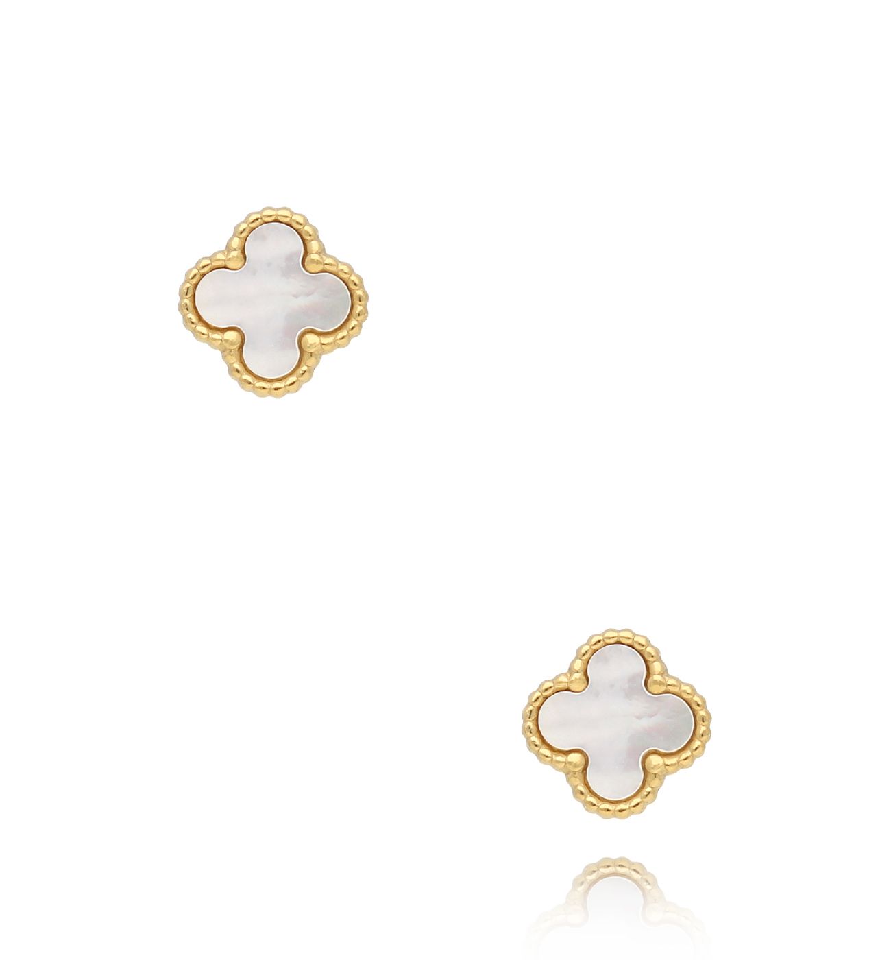 Kolczyki białe koniczynki Mini Clover KSY0018 - By Dziubeka