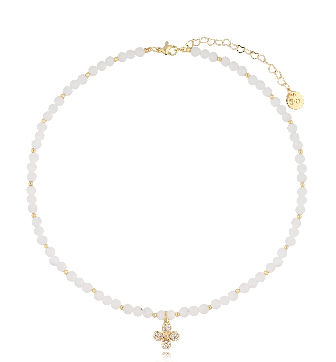 Naszyjnik biały z koniczynką Karen NTW1103