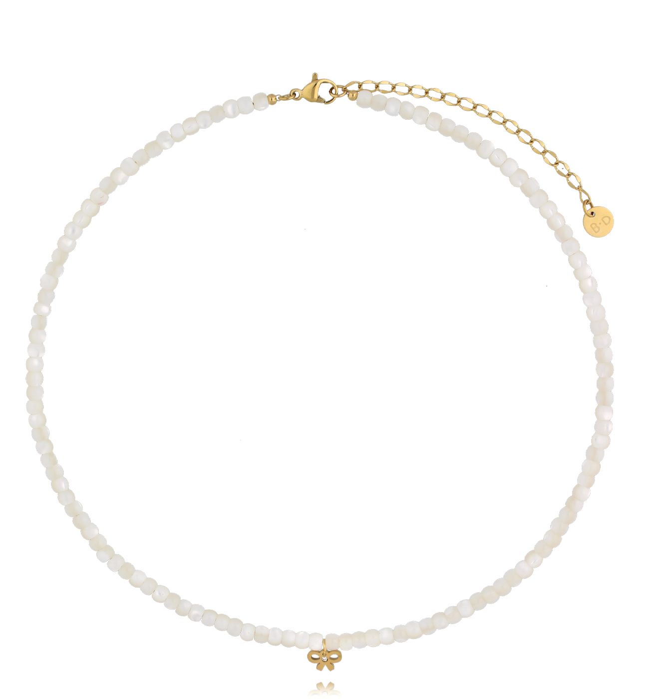 Naszyjnik biały z zawieszką kokardką - By Dziubeka