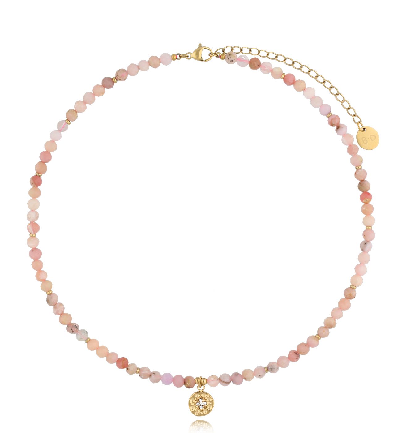 Naszyjnik z różowymi opalami i zawieszką Erne - By Dziubeka