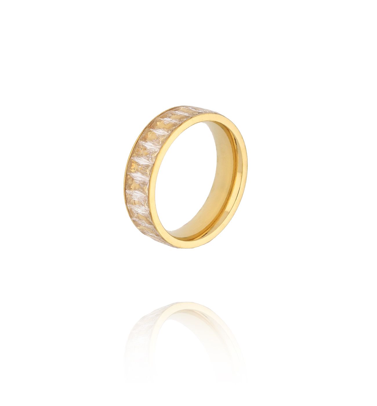 Obrączka złota z cyrkoniami w oprawie baguette PSY0075 - By Dziubeka