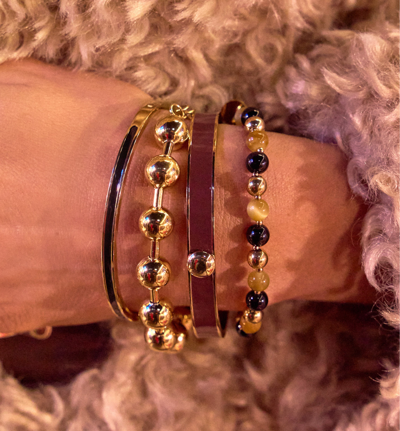 Zestaw brązowo złotych bransoletek Z0303